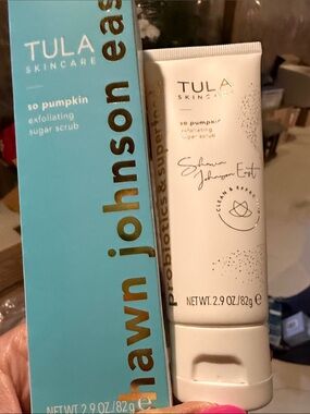 Tula Pumpkin Sugar Scrub — White Tube with Teal Box